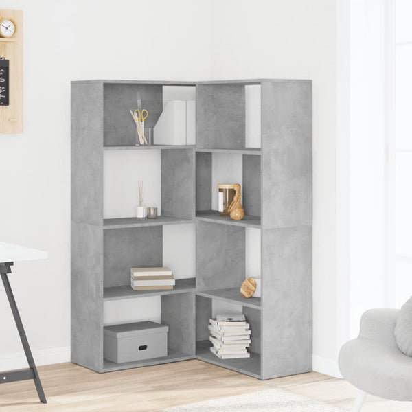 Eck-Bücherregal Betongrau 4 Böden
