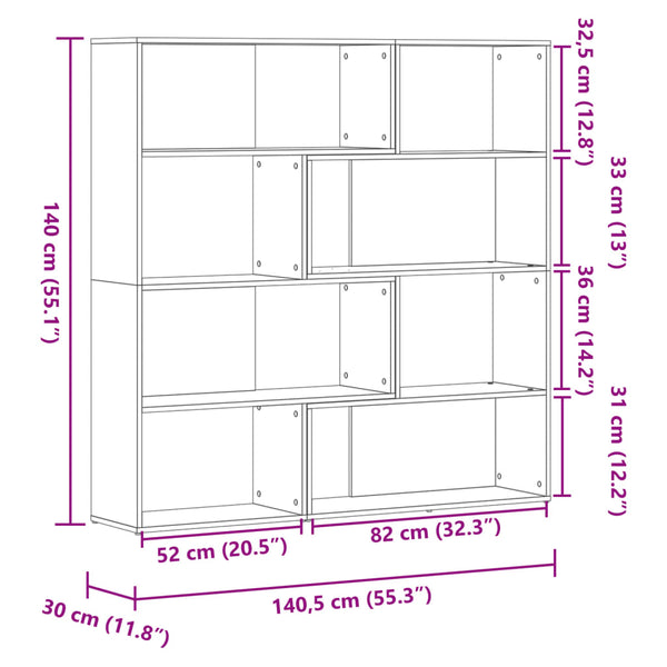 Eck-Bücherregal Betongrau 4 Böden