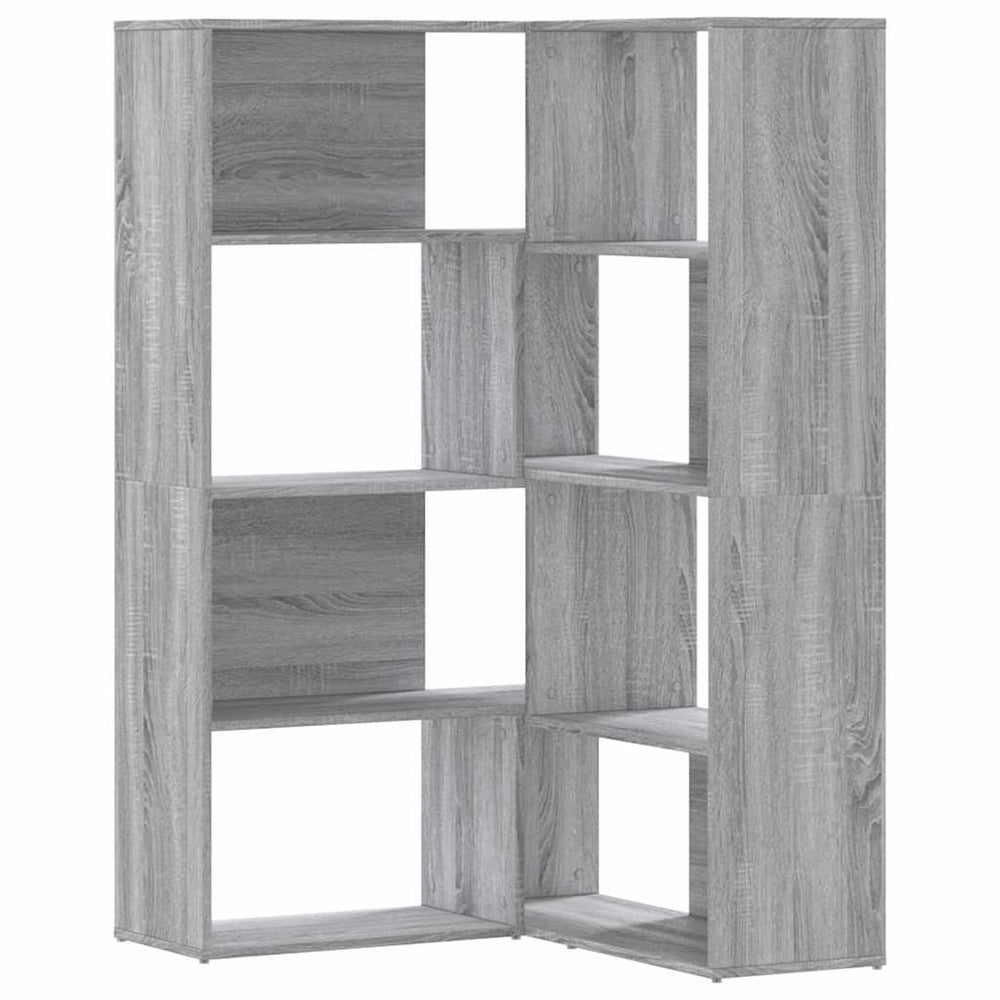 Eck-Bücherregal Grau Sonoma, 4 Etagen