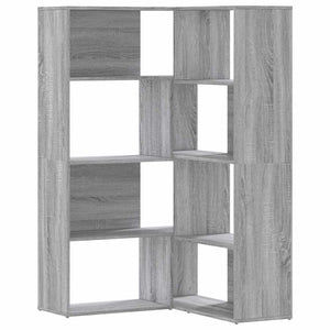 Eck-Bücherregal Grau Sonoma, 4 Etagen