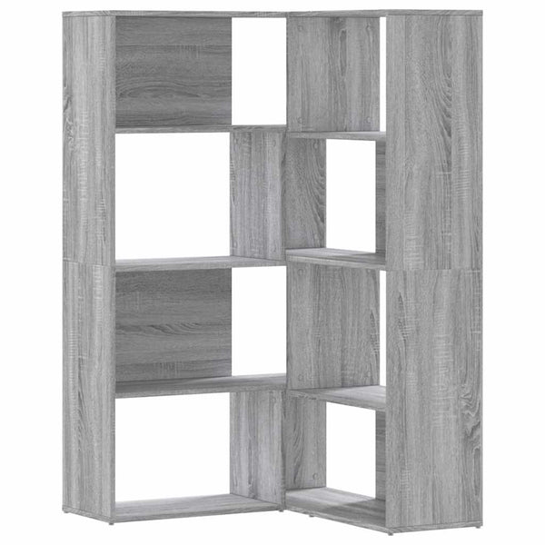 Eck-Bücherregal Grau Sonoma, 4 Etagen