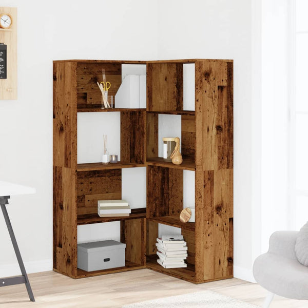 Eck-Bücherregal Antikholz, 4 Etagen