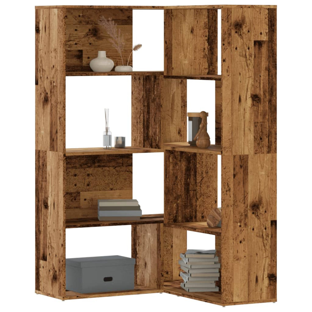 Eck-Bücherregal Antikholz, 4 Etagen
