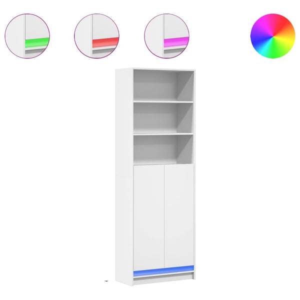 Highboard mit LED Beleuchtung Weiß 69x32,5x200 cm