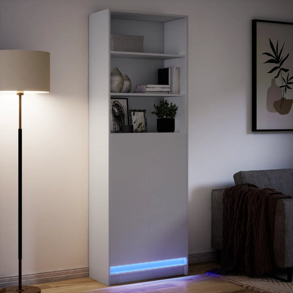 Highboard mit LED Beleuchtung Weiß 69x32,5x200 cm