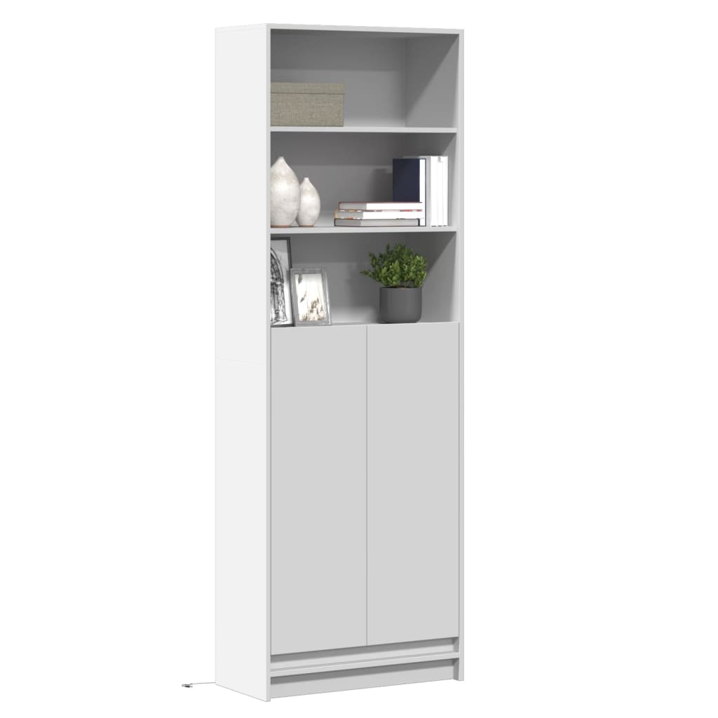 Highboard mit LED Beleuchtung Weiß 69x32,5x200 cm