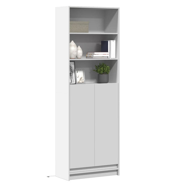 Highboard mit LED Beleuchtung Weiß 69x32,5x200 cm