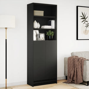 Highboard mit LED Schwarz 69x32,5x200 cm