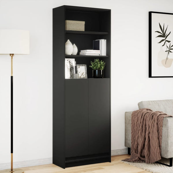 Highboard mit LED Schwarz 69x32,5x200 cm