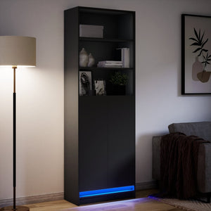 Highboard mit LED Schwarz 69x32,5x200 cm