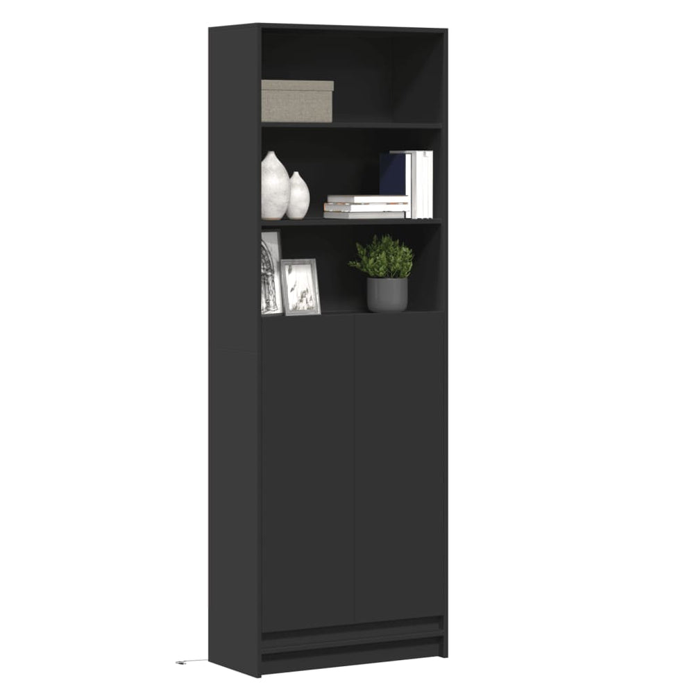 Highboard mit LED Schwarz 69x32,5x200 cm