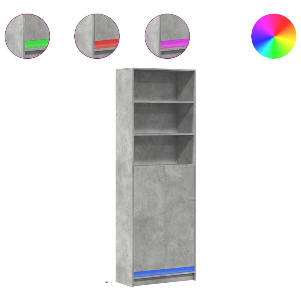 Highboard Grau mit LED 69x32,5x200 cm