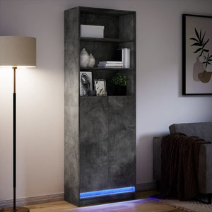 Highboard Grau mit LED 69x32,5x200 cm