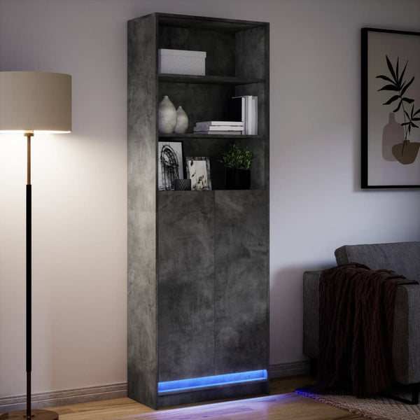 Highboard Grau mit LED 69x32,5x200 cm