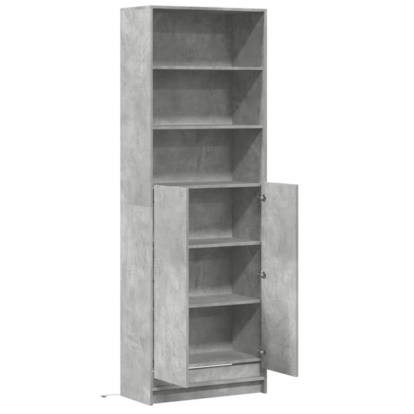 Highboard Grau mit LED 69x32,5x200 cm