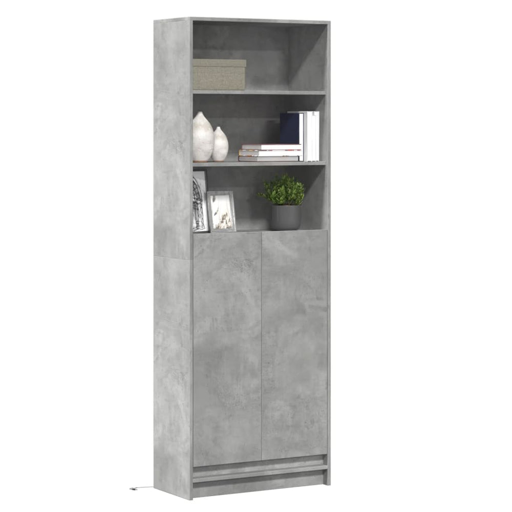 Highboard Grau mit LED 69x32,5x200 cm