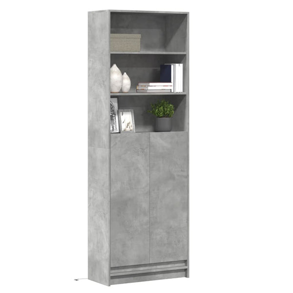 Highboard Grau mit LED 69x32,5x200 cm