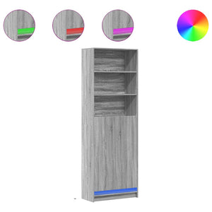 Highboard mit LED Grau Sonoma 69x32,5x200 cm