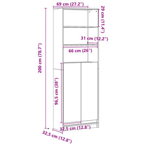 Highboard mit LED Grau Sonoma 69x32,5x200 cm