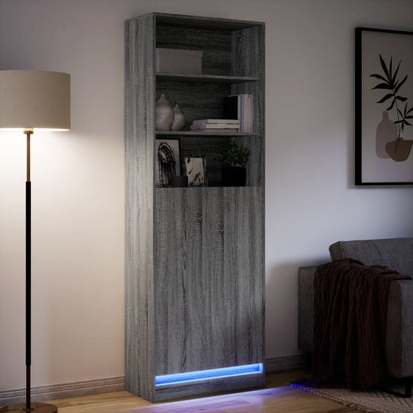 Highboard mit LED Grau Sonoma 69x32,5x200 cm