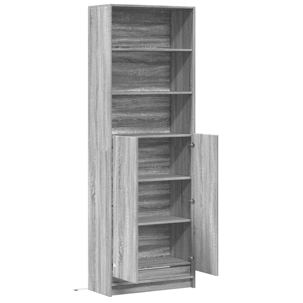 Highboard mit LED Grau Sonoma 69x32,5x200 cm