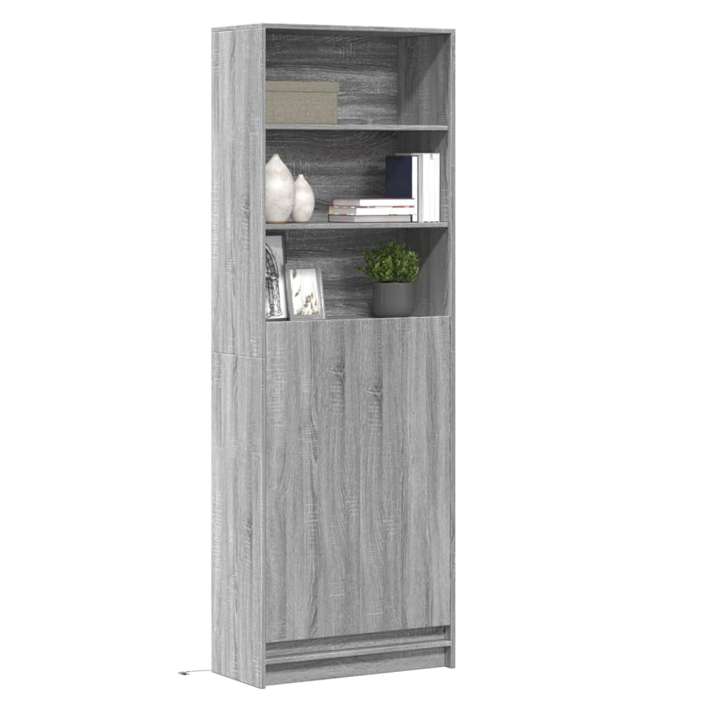 Highboard mit LED Grau Sonoma 69x32,5x200 cm