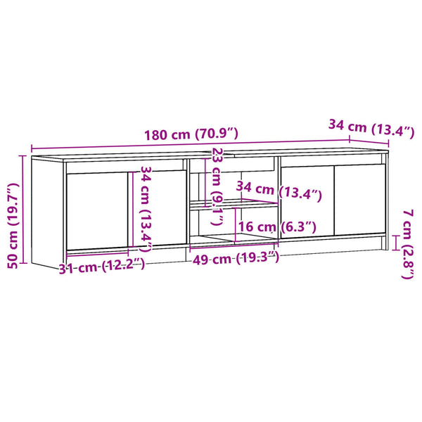 TV-Schrank Sonoma Eiche mit LED 180 cm
