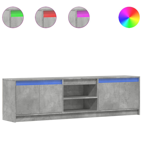 TV-Schrank Betongrau mit LED 180 cm