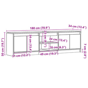 TV-Schrank Betongrau mit LED 180 cm