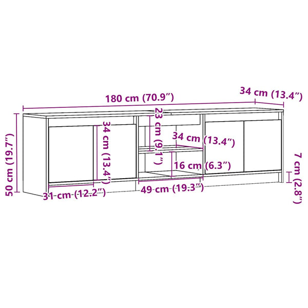 TV-Schrank Räuchereiche mit LED 180cm