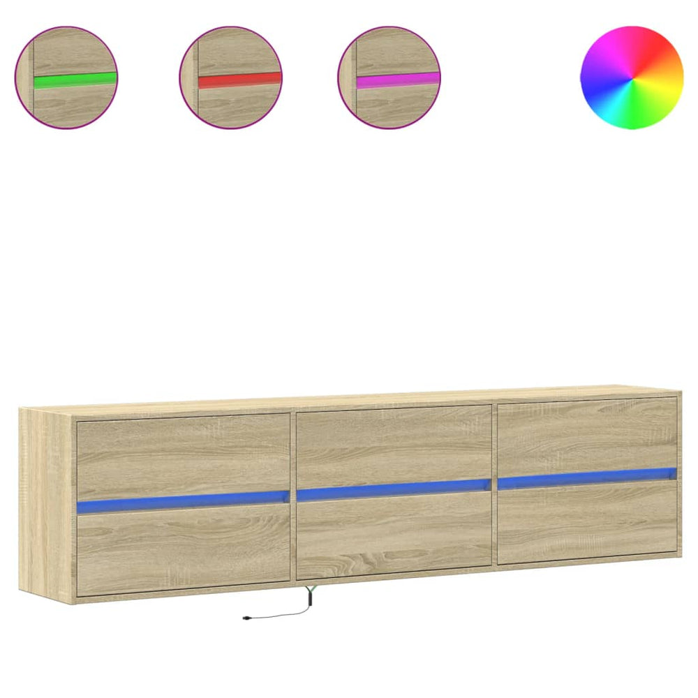 TV-Wandschrank mit LED Sonoma-Eiche 180 cm