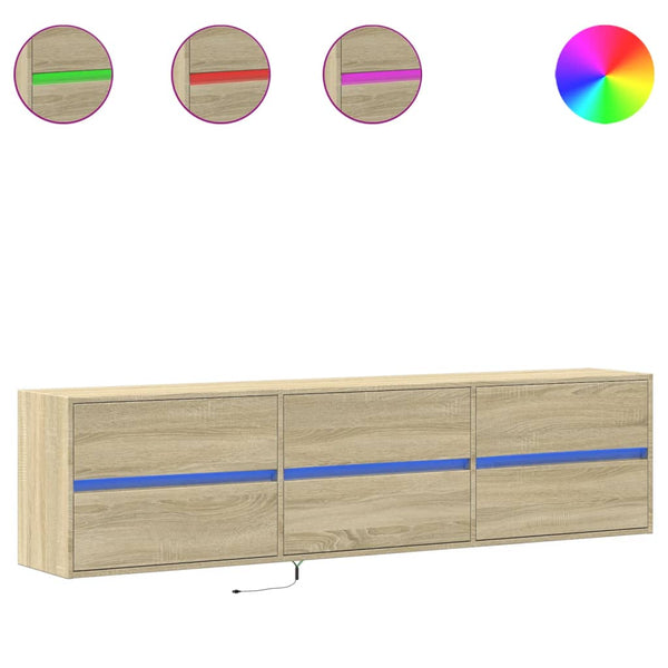 TV-Wandschrank mit LED Sonoma-Eiche 180 cm