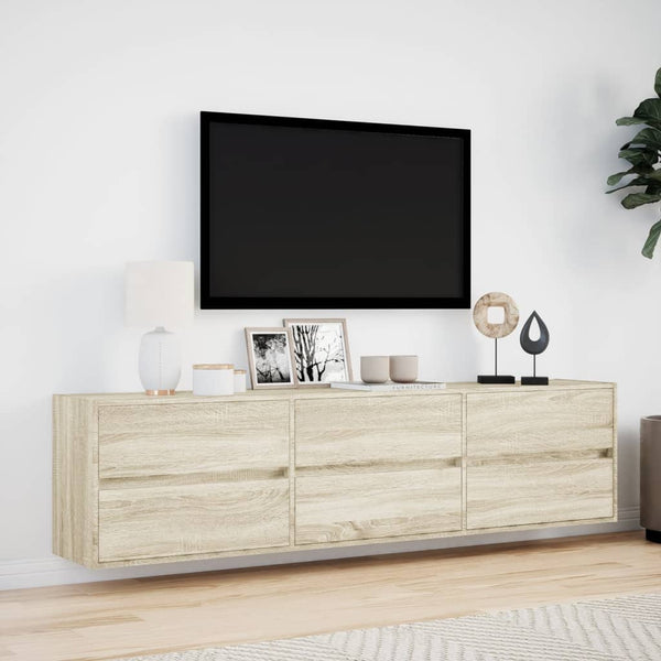 TV-Wandschrank mit LED Sonoma-Eiche 180 cm