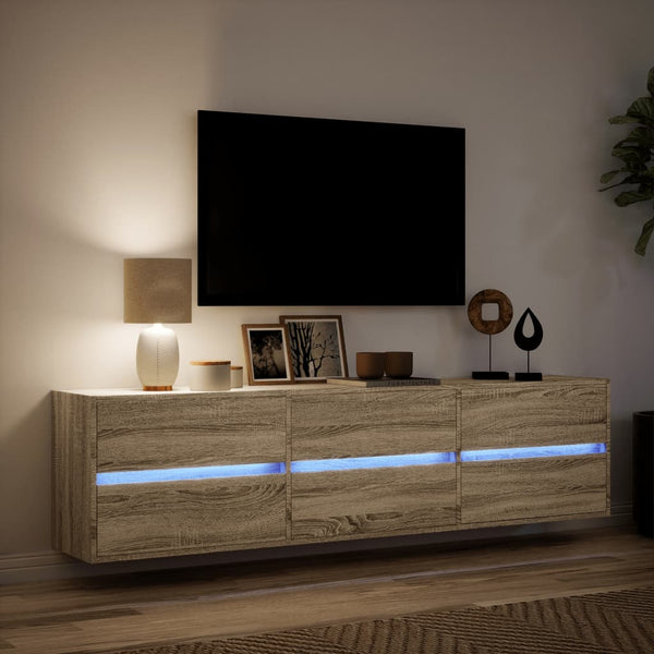 TV-Wandschrank mit LED Sonoma-Eiche 180 cm