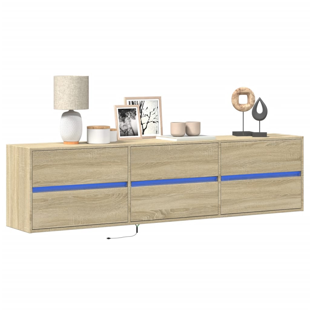 TV-Wandschrank mit LED Sonoma-Eiche 180 cm