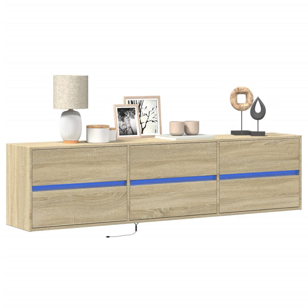 TV-Wandschrank mit LED Sonoma-Eiche 180 cm