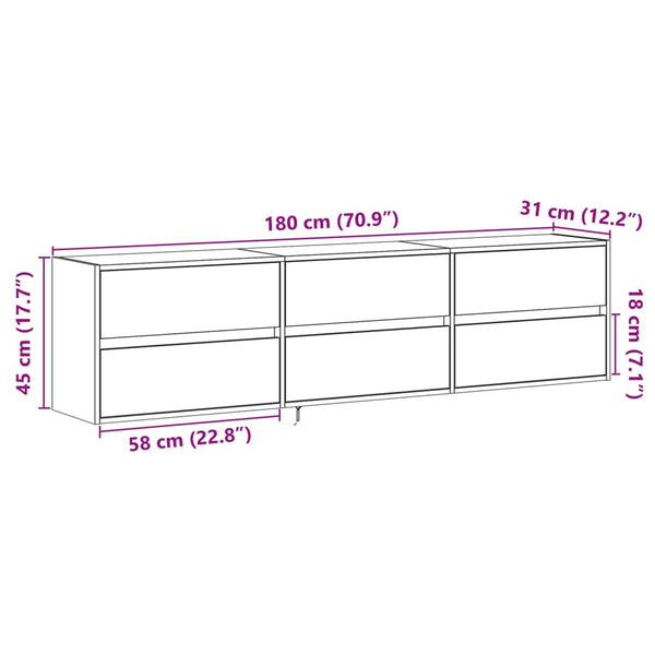 TV-Wandschrank mit LED Räuchereiche 180 cm