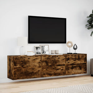 TV-Wandschrank mit LED Räuchereiche 180 cm