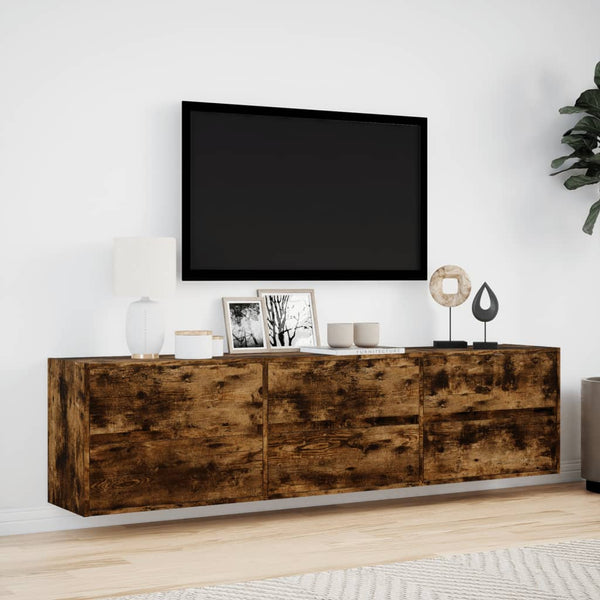 TV-Wandschrank mit LED Räuchereiche 180 cm