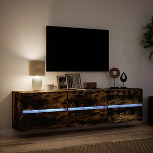 TV-Wandschrank mit LED Räuchereiche 180 cm