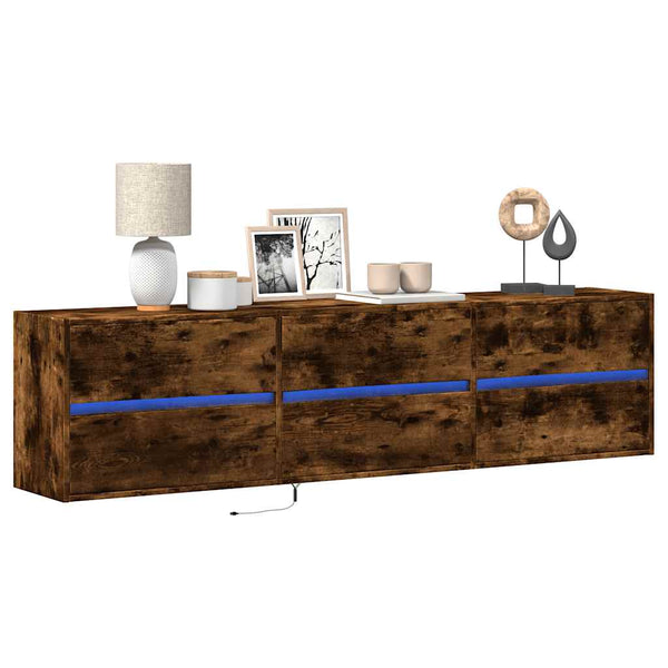 TV-Wandschrank mit LED Räuchereiche 180 cm