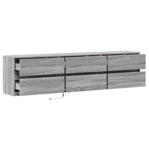 TV-Wandschrank mit LED, Grau Sonoma, 180 cm