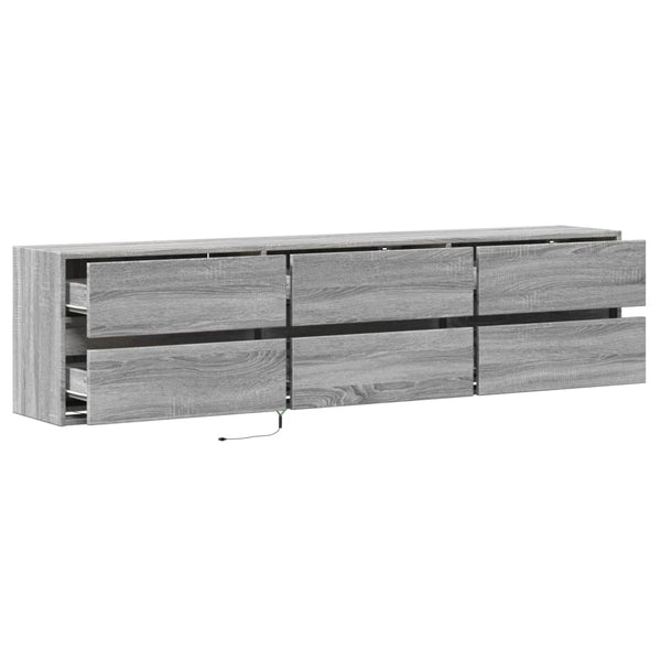TV-Wandschrank mit LED, Grau Sonoma, 180 cm