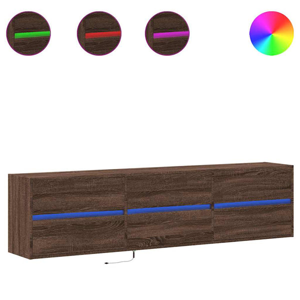 TV-Wandschrank mit LED, Braun Eichen-Optik, 180 cm
