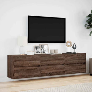 TV-Wandschrank mit LED, Braun Eichen-Optik, 180 cm