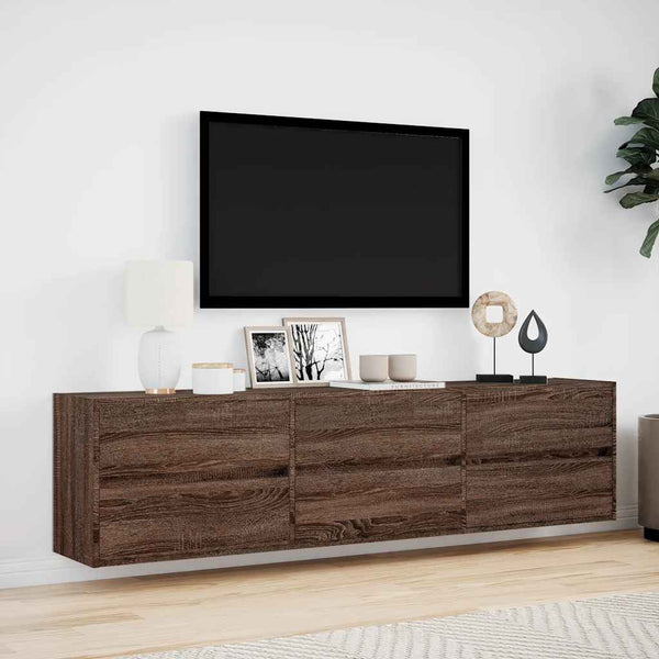 TV-Wandschrank mit LED, Braun Eichen-Optik, 180 cm