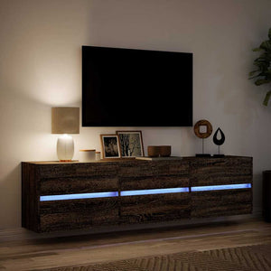 TV-Wandschrank mit LED, Braun Eichen-Optik, 180 cm