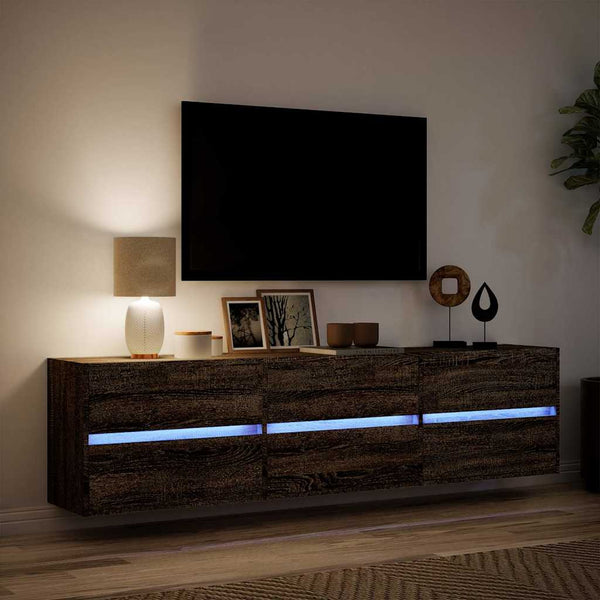 TV-Wandschrank mit LED, Braun Eichen-Optik, 180 cm