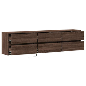 TV-Wandschrank mit LED, Braun Eichen-Optik, 180 cm