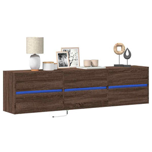 TV-Wandschrank mit LED, Braun Eichen-Optik, 180 cm